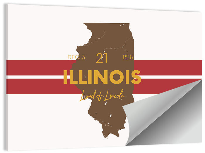 Illinois Map Land of Lincoln Wall Art as a poster print
