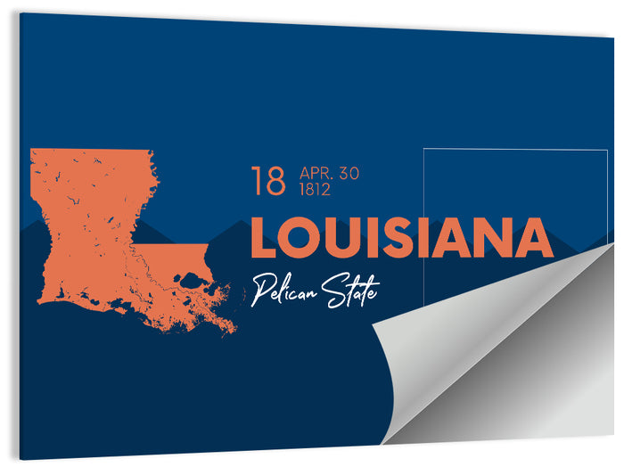 Louisiana Map, Pelican State Wall Art as a poster print