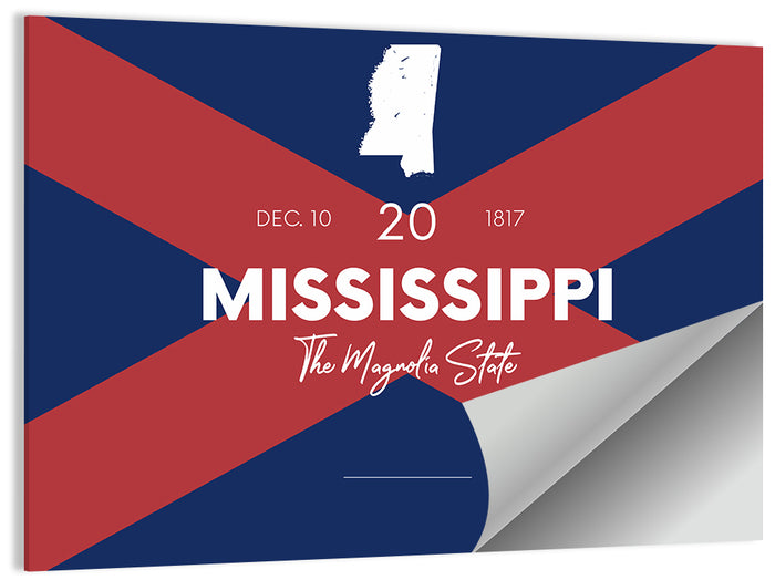 Mississippi Map, the Magnolia State Wall Art as a poster print