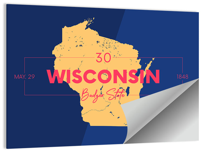 Badger State Map Wall Art as a poster print
