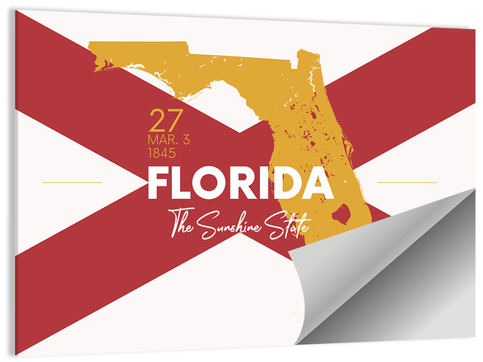 Florida Gold Map Graphic Wall Art as a poster print
