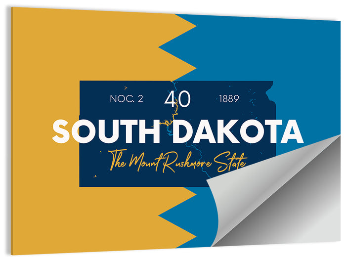 South Dakota Silhouette Map Wall Art as a poster print