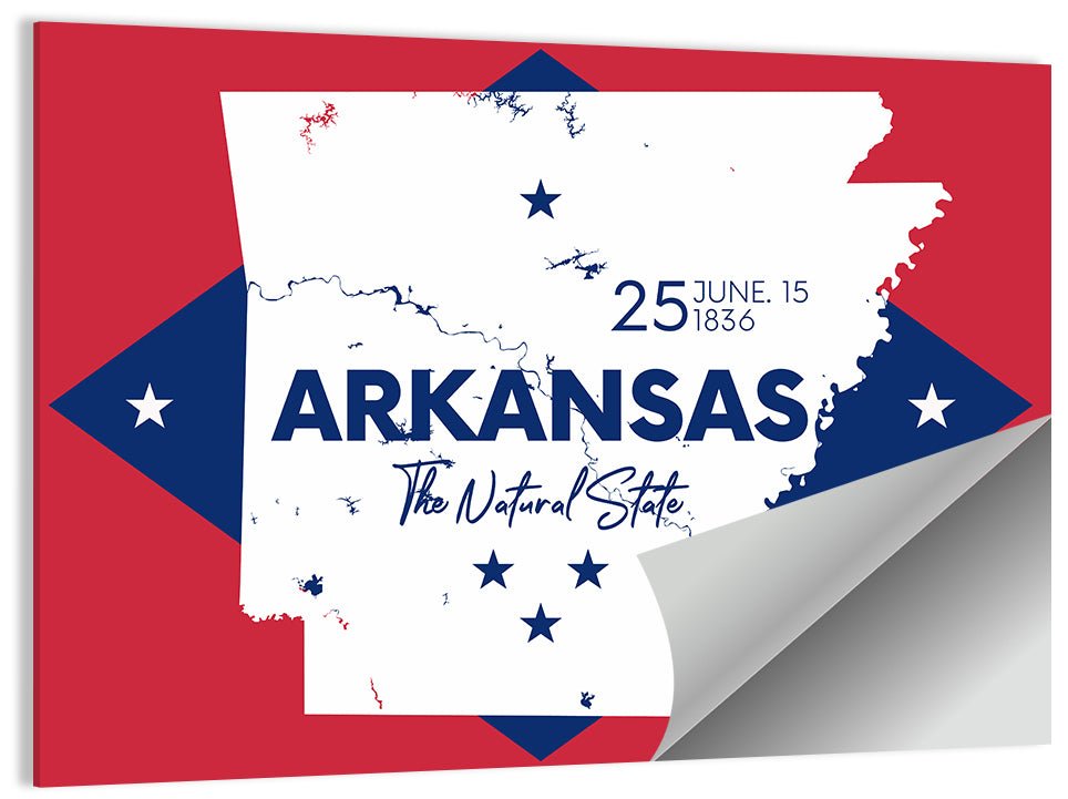 Patriotic Arkansas Map Wall Art