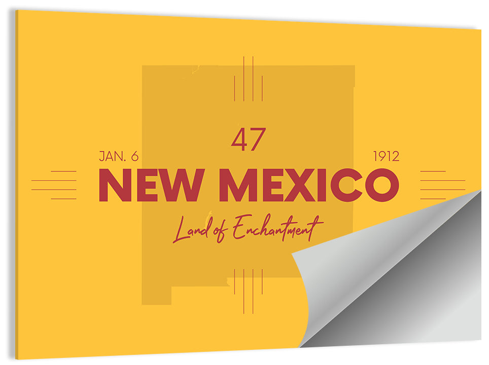 New Mexico Typographic Map 1912 Wall Art