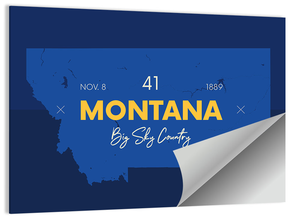 Montana Map Typography Big Sky Country Wall Art