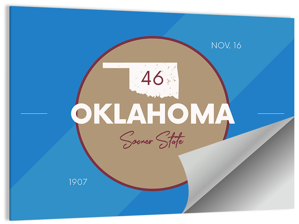 Oklahoma State Medallion Map Wall Art