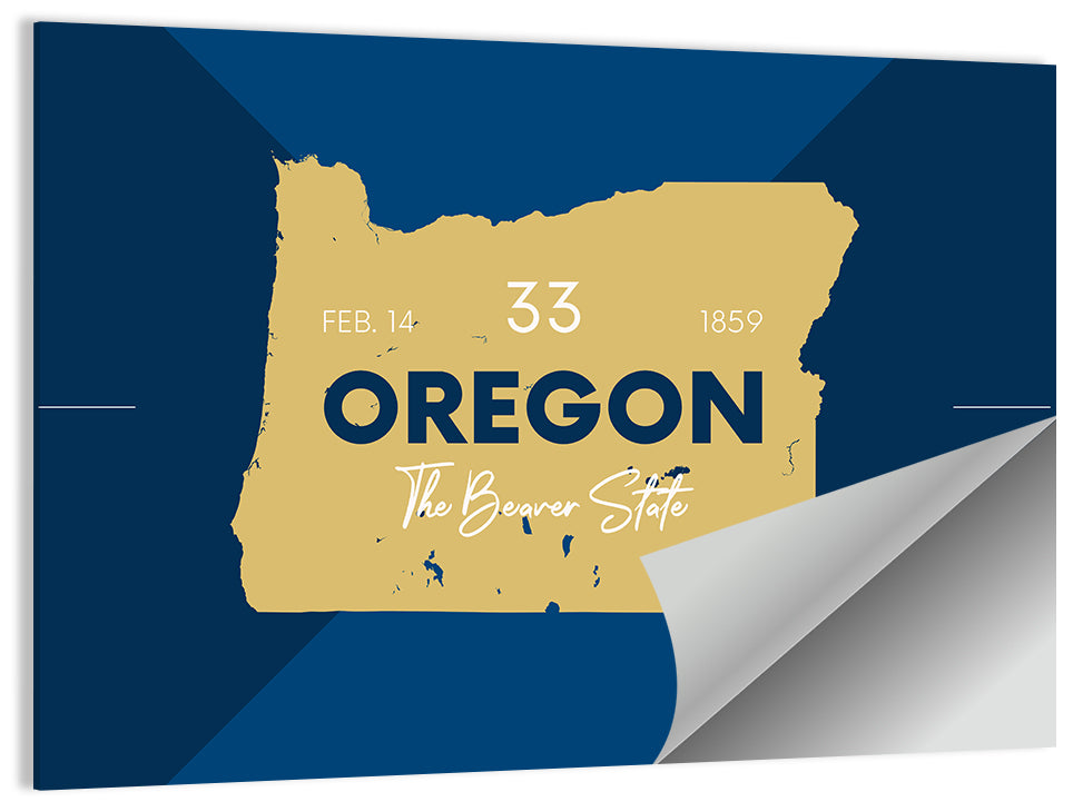 Oregon Typographic Map Wall Art