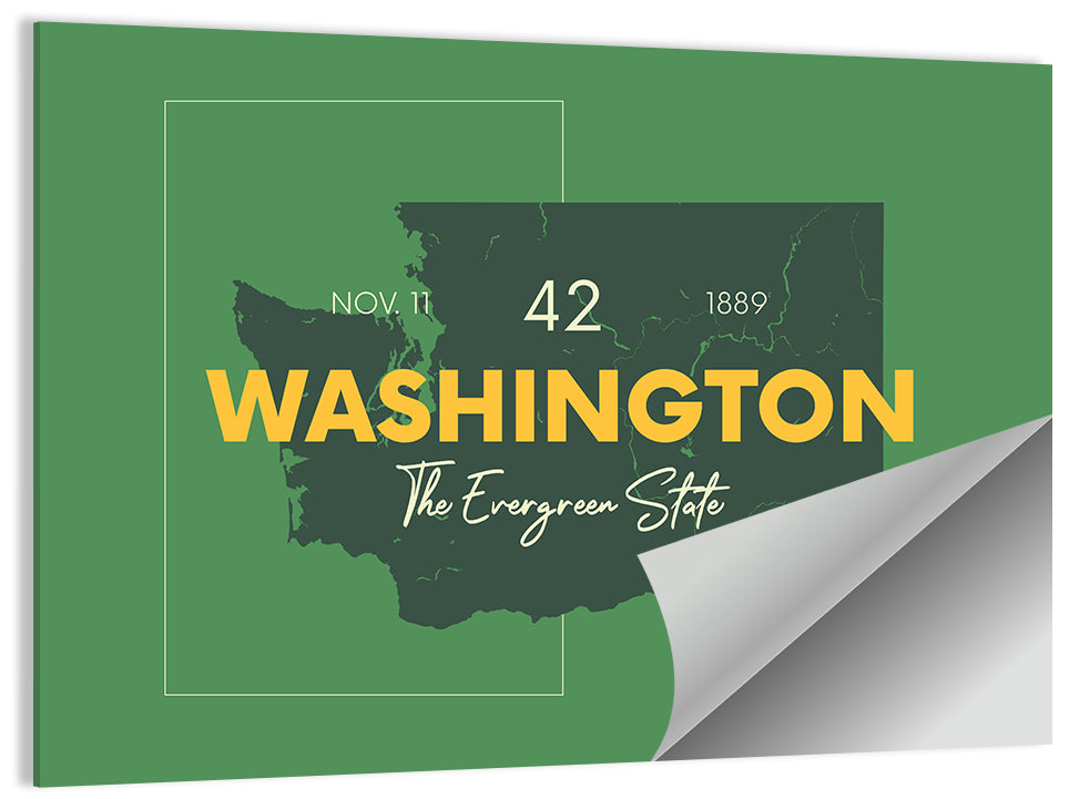 Minimalist Washington State Map Wall Art