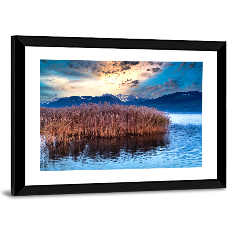 Lake Obersee Reeds at Dusk Wall Art
