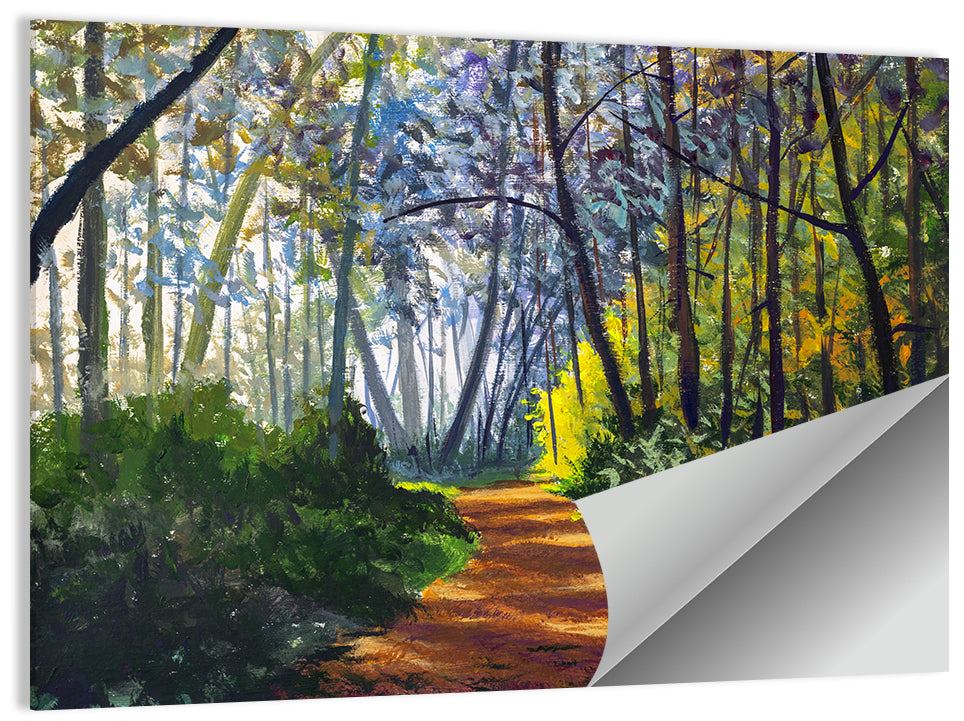Sunlit Forest Alley Path Wall Art
