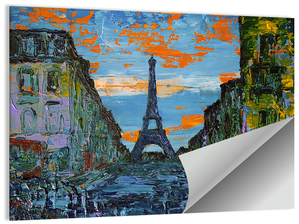 Paris Dusk Street, Eiffel Tower Wall Art