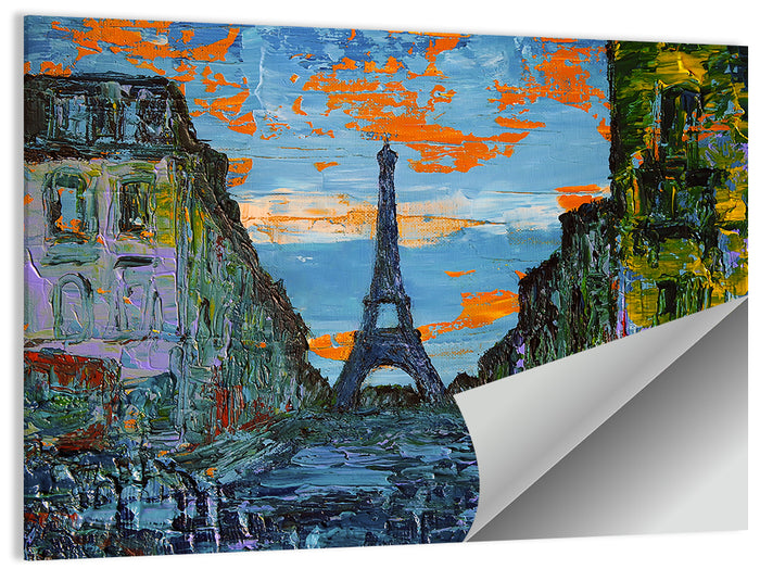Paris Dusk Street, Eiffel Tower Wall Art as a poster print