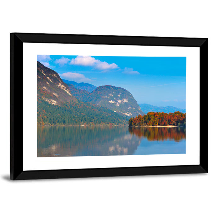 Lake Bohinj Autumn Reflection Wall Art as a framed print