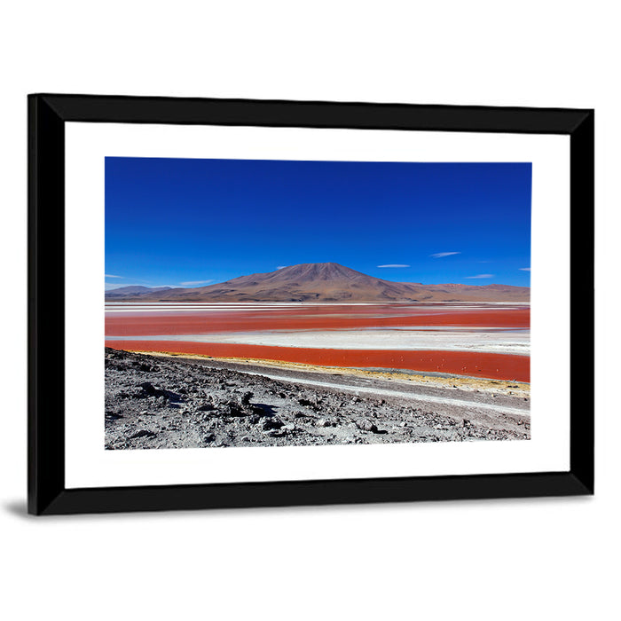 Laguna Colorada Red Lake Wall Art as a framed print