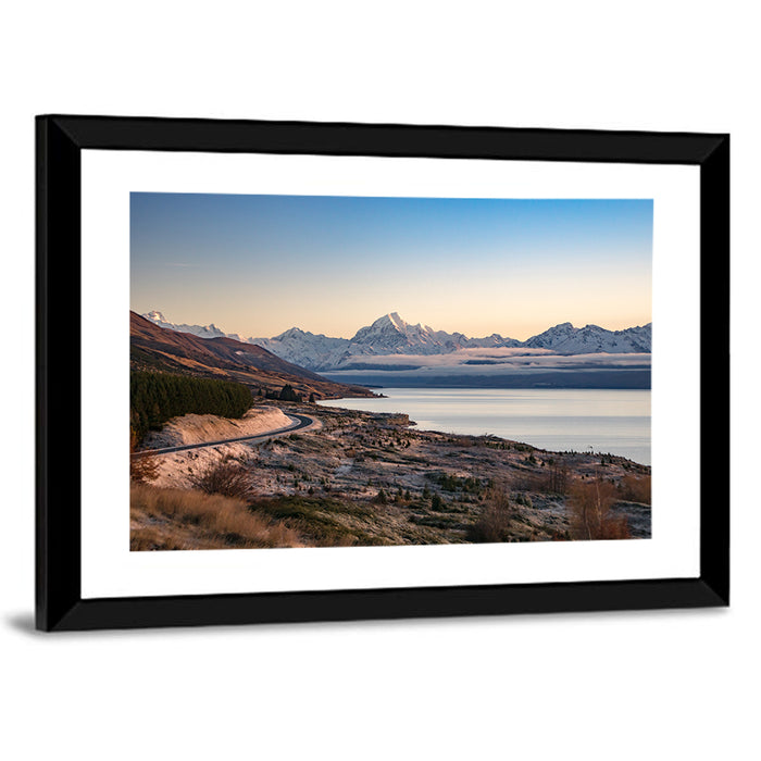 Mount Cook Over Lake Pukaki Wall Art as a framed print