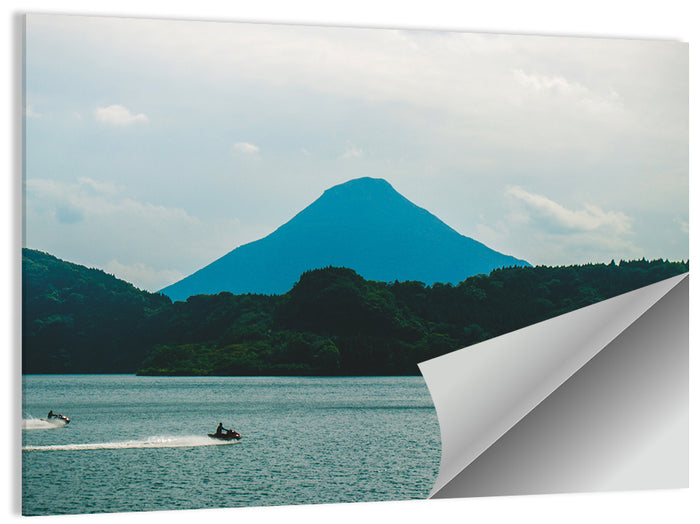 Kaimon Dake Over Lake Ikeda Wall Art as a poster print