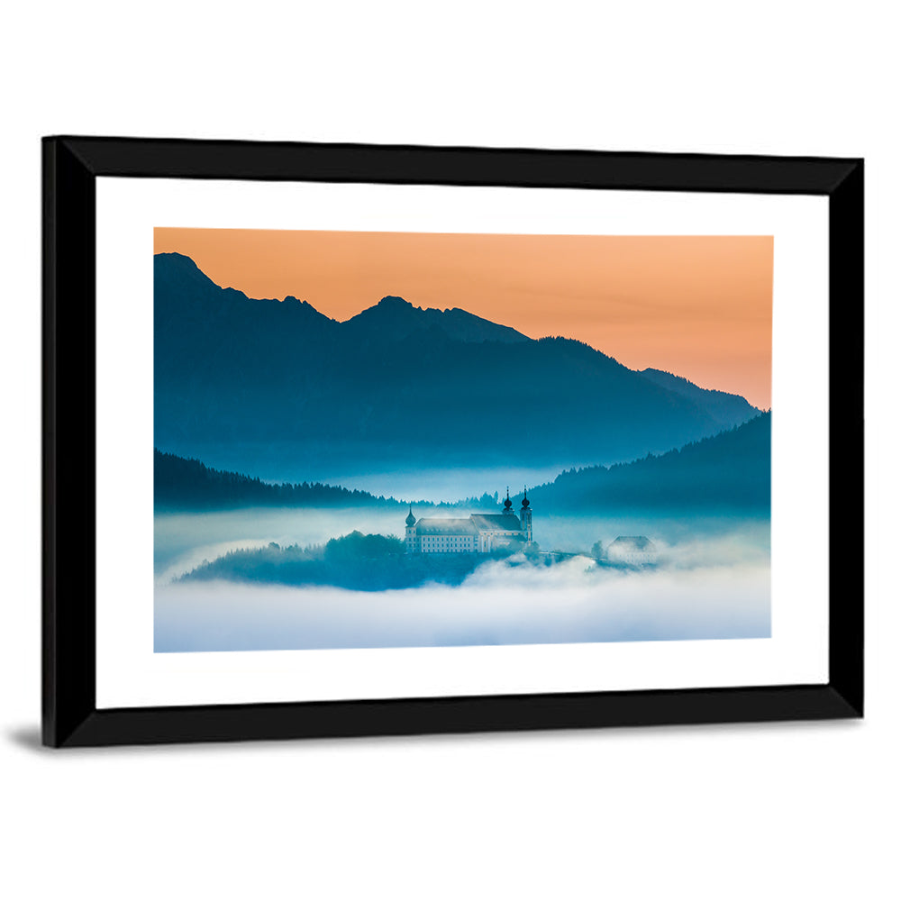 Benediktbeuern Abbey in Morning Fog Wall Art