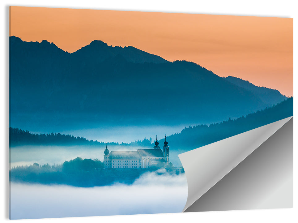 Benediktbeuern Abbey in Morning Fog Wall Art