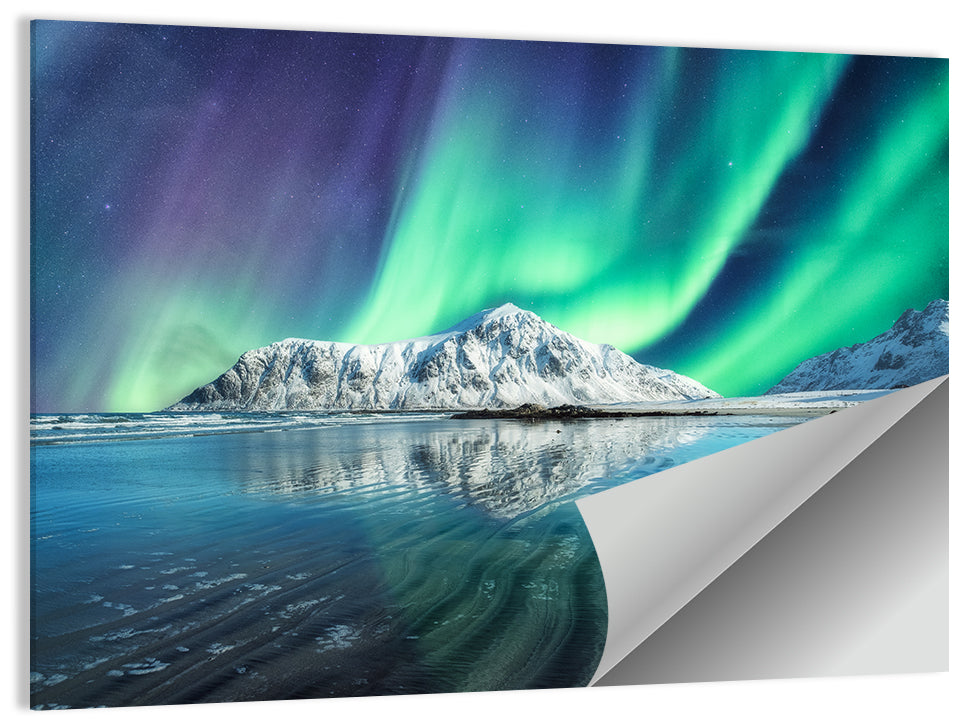 Aurora Borealis Skagsanden Beach Wall Art