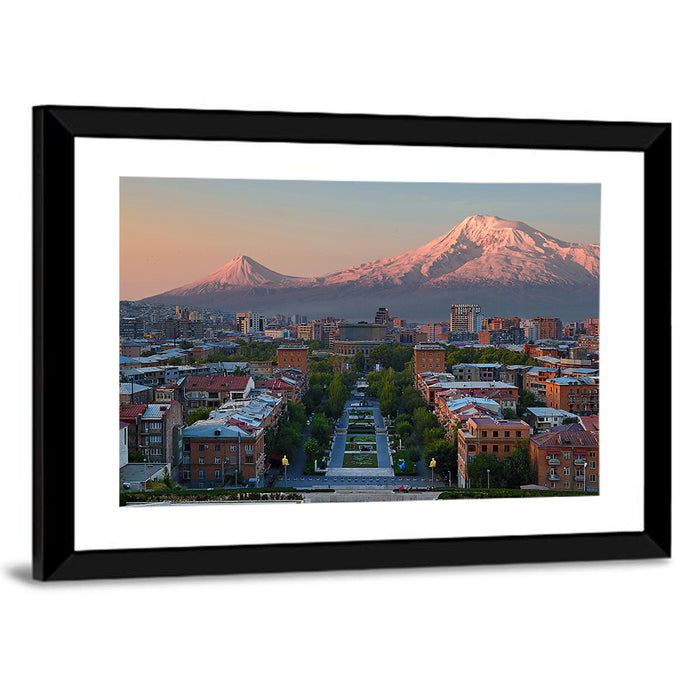 Sunset Over Mount Ararat from Yerevan Wall Art as a framed print