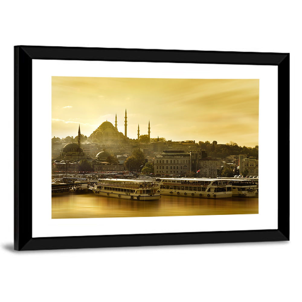 Suleymaniye Mosque Sunset Silhouette Wall Art