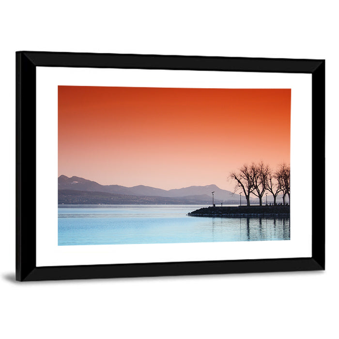 Lake Geneva Sunset Reflection Wall Art as a framed print