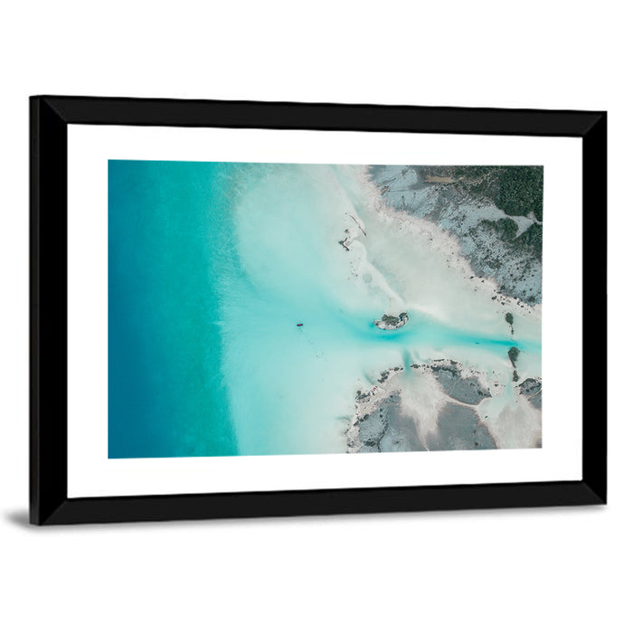 Bacalar Lagoon Aerial Wall Art as a framed print