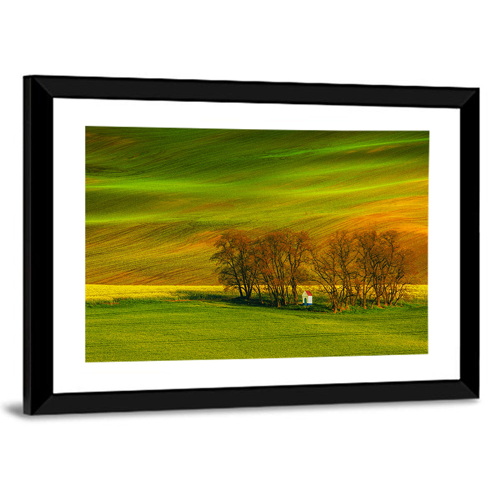 Moravian Wheat Fields with Chapel Wall Art