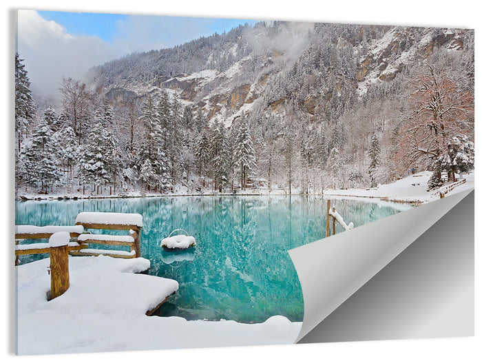 Blausee Winter Reflection Wall Art as a poster print