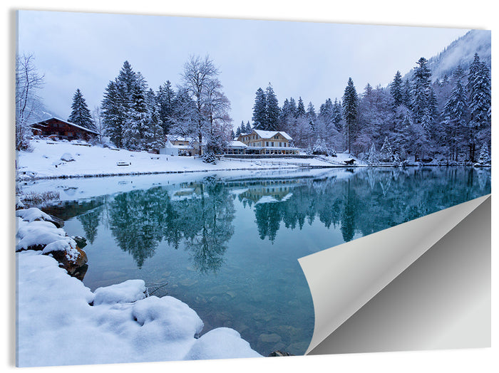 Blausee Winter Reflection Wall Art as a poster print