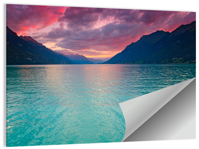 Lake Brienz Teal Sunset Wall Art as a poster print