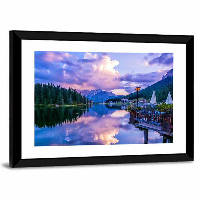 Misurina Lake Twilight Wall Art as a framed print