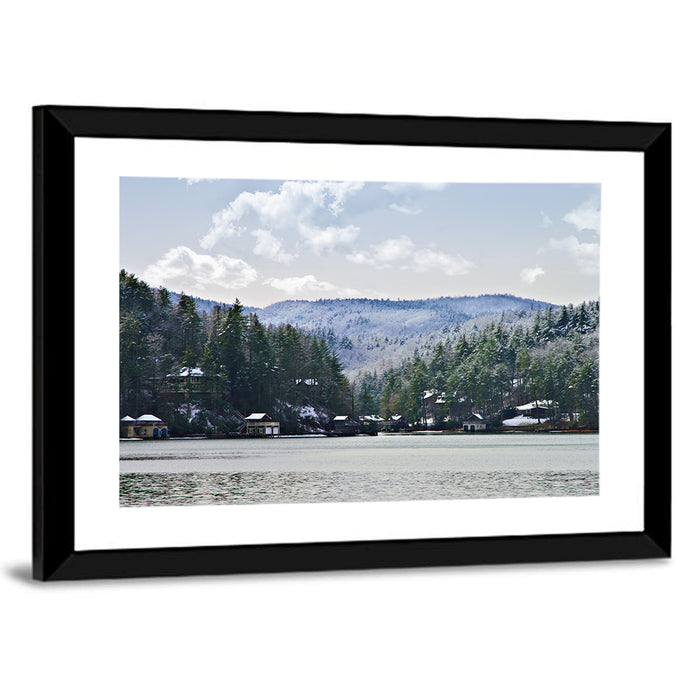 Lake Rabun Winter Scene Wall Art as a framed print