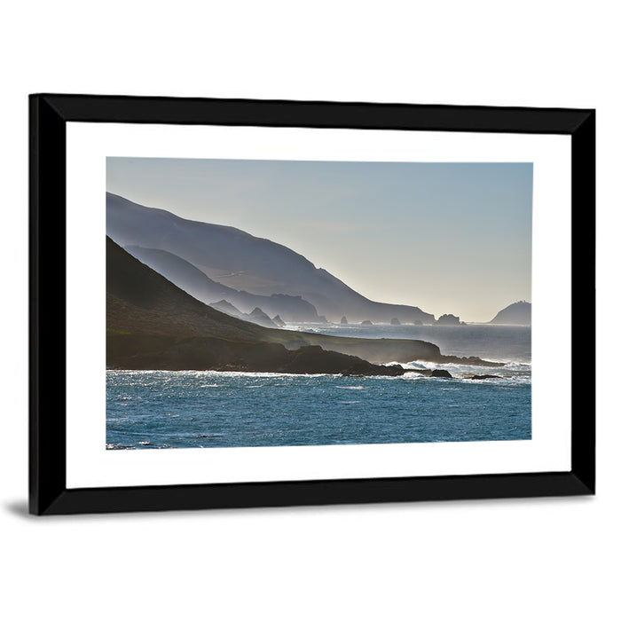 Misty Big Sur Coastline Wall Art as a framed print