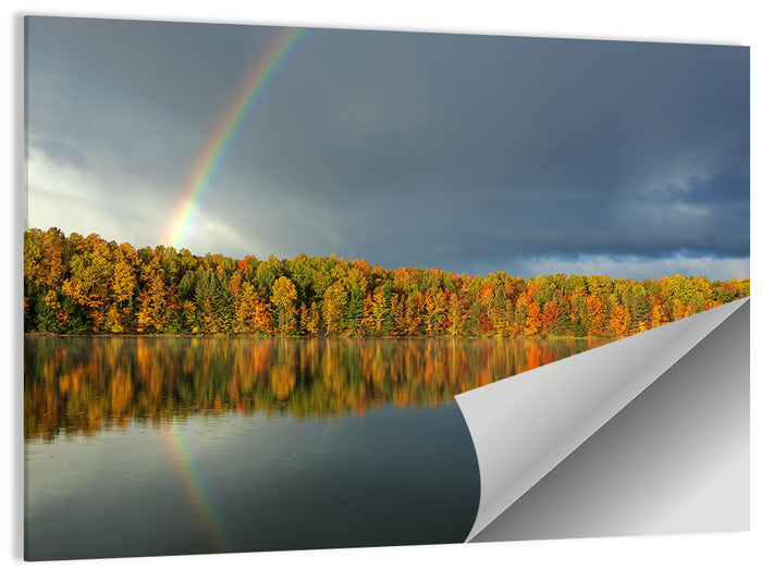 Moccasin Lake Autumn Rainbow Wall Art as a poster print