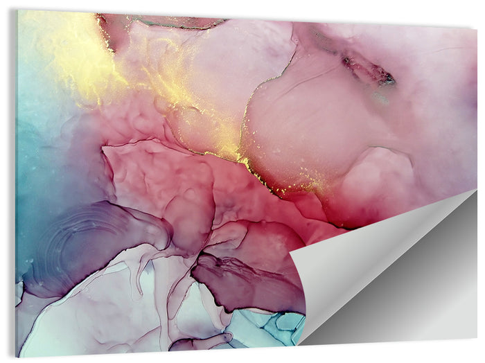 Pink and Gold Fluid Abstract Wall Art as a poster print