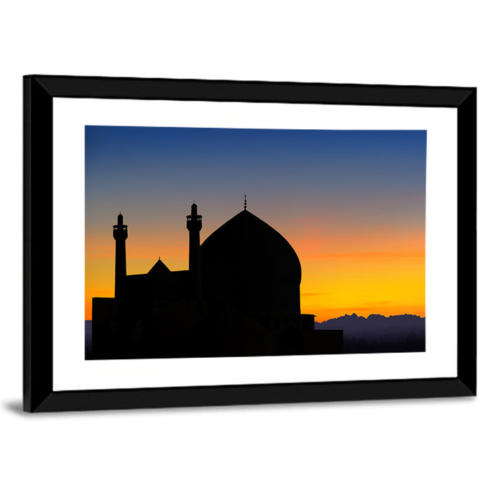 Isfahan Mosque Silhouette at Dusk Wall Art as a framed print
