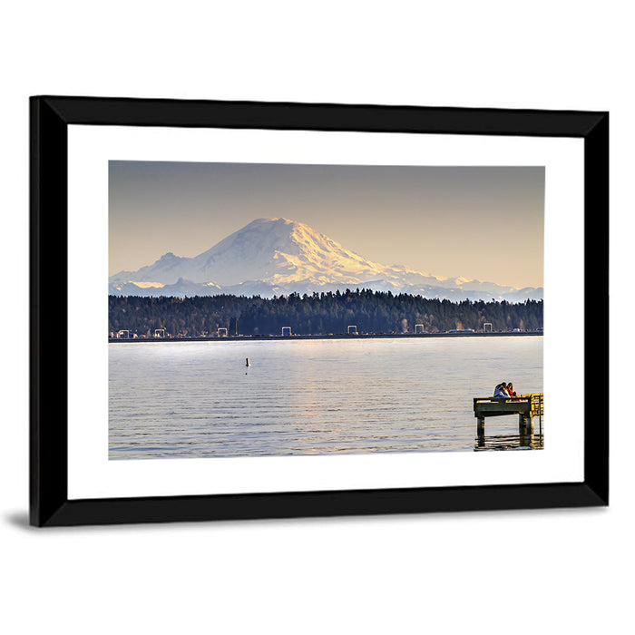 Mount Rainier Over Lake Washington Wall Art as a framed print
