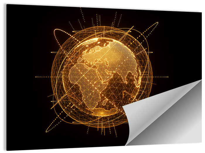 Golden Hologram Globe Wall Art as a poster print