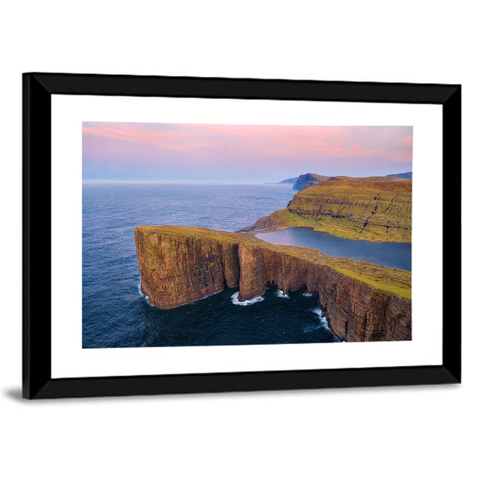 Sørvágsvatn Clifftop Lake Wall Art as a framed print