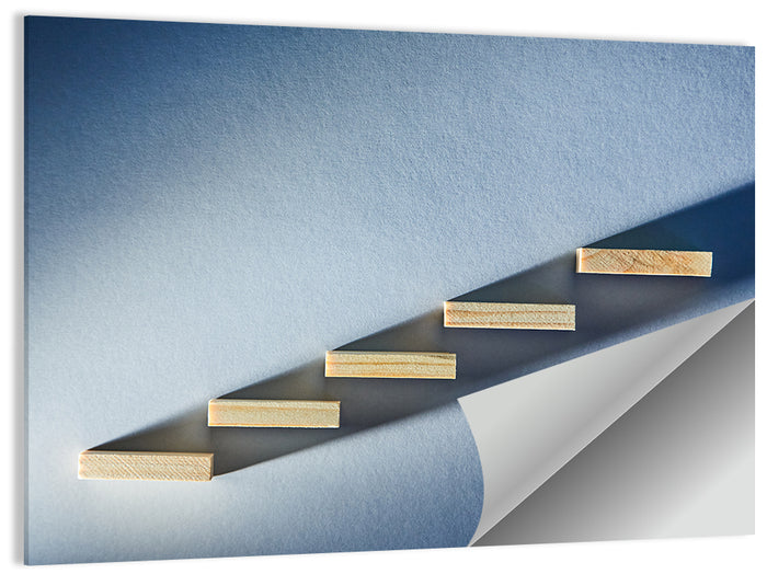 Five Wooden Steps Abstraction Wall Art as a poster print