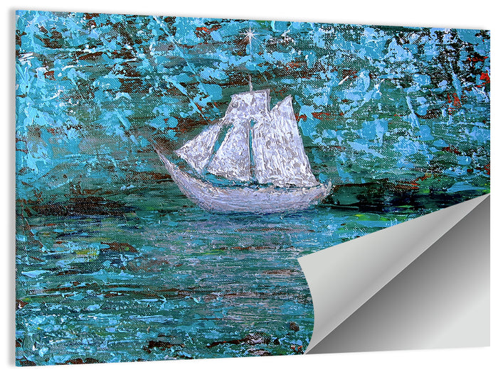White Sailboat Reflection Wall Art as a poster print