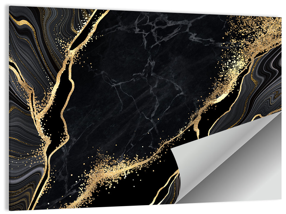 Diagonal Gold Veined Marble Wall Art