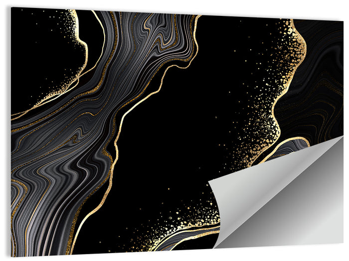 Black Marble with Gold Veins Wall Art as a poster print