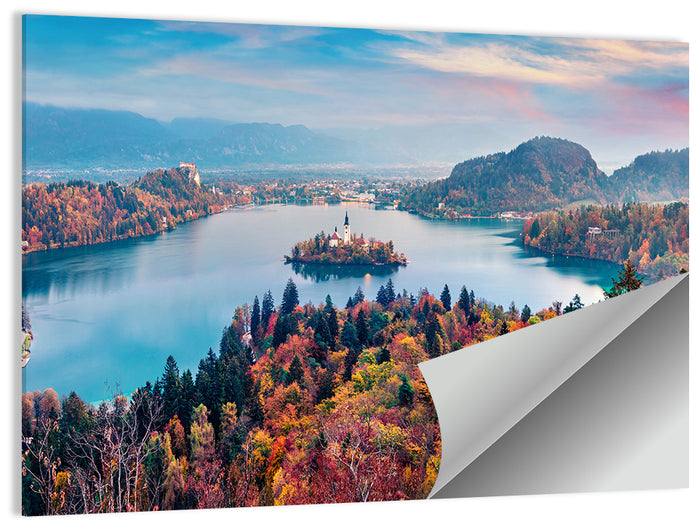 Sunset Over Lake Bled Wall Art as a poster print