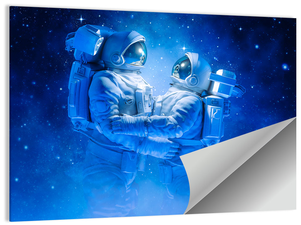 Astronaut Couple in Space Wall Art