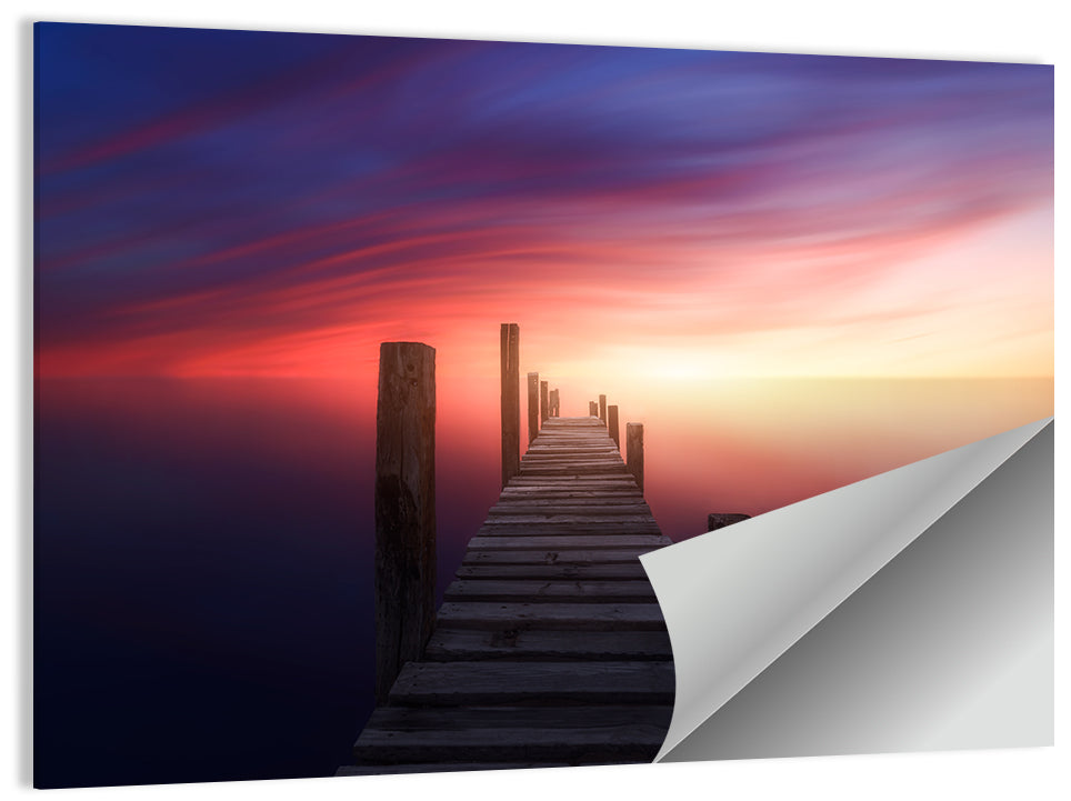 Wooden Dock Sunset Wall Art