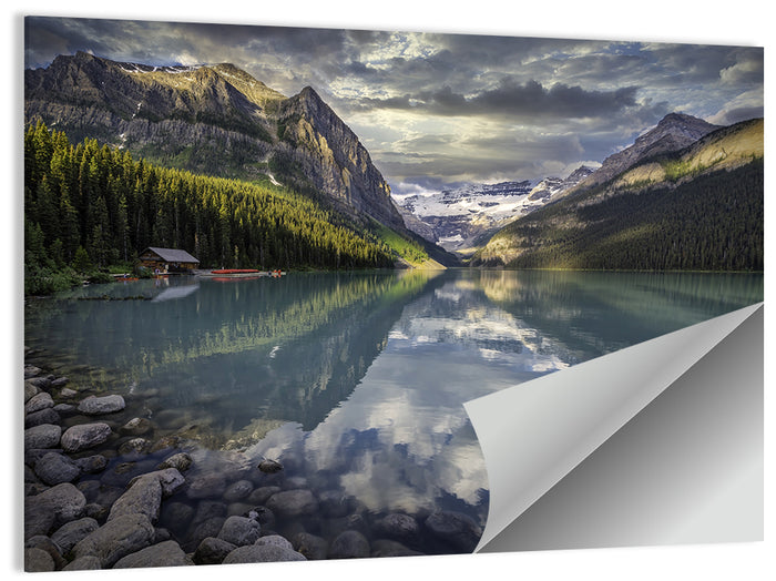 Cloudy Lake Louise Wall Art as a poster print