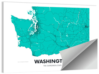Washington State Map Wall Art
