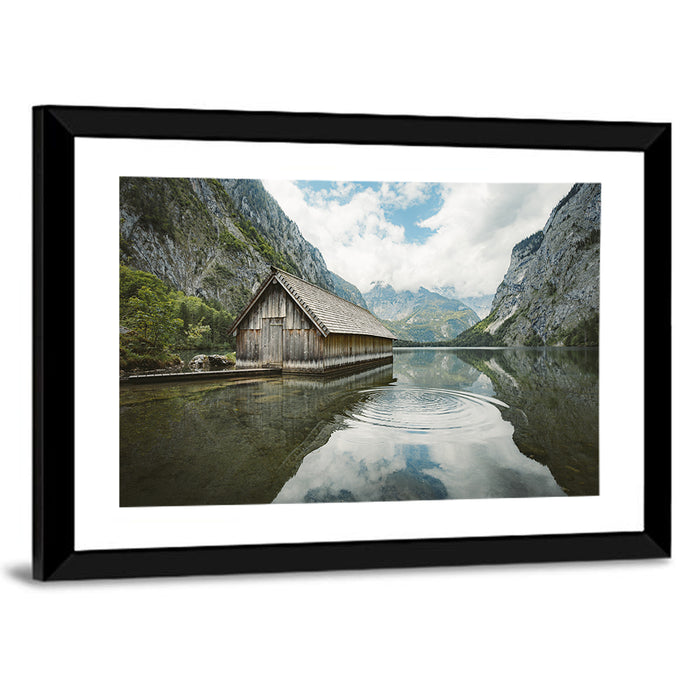 Königssee Boathouse at Obersee Wall Art as a framed print